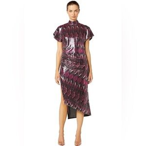 Misa Los Angeles Divia Midi Sequin Mock Neck Dress